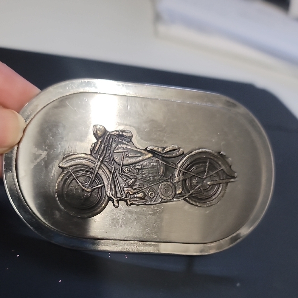 Silver Motorcycle Belt Buckle